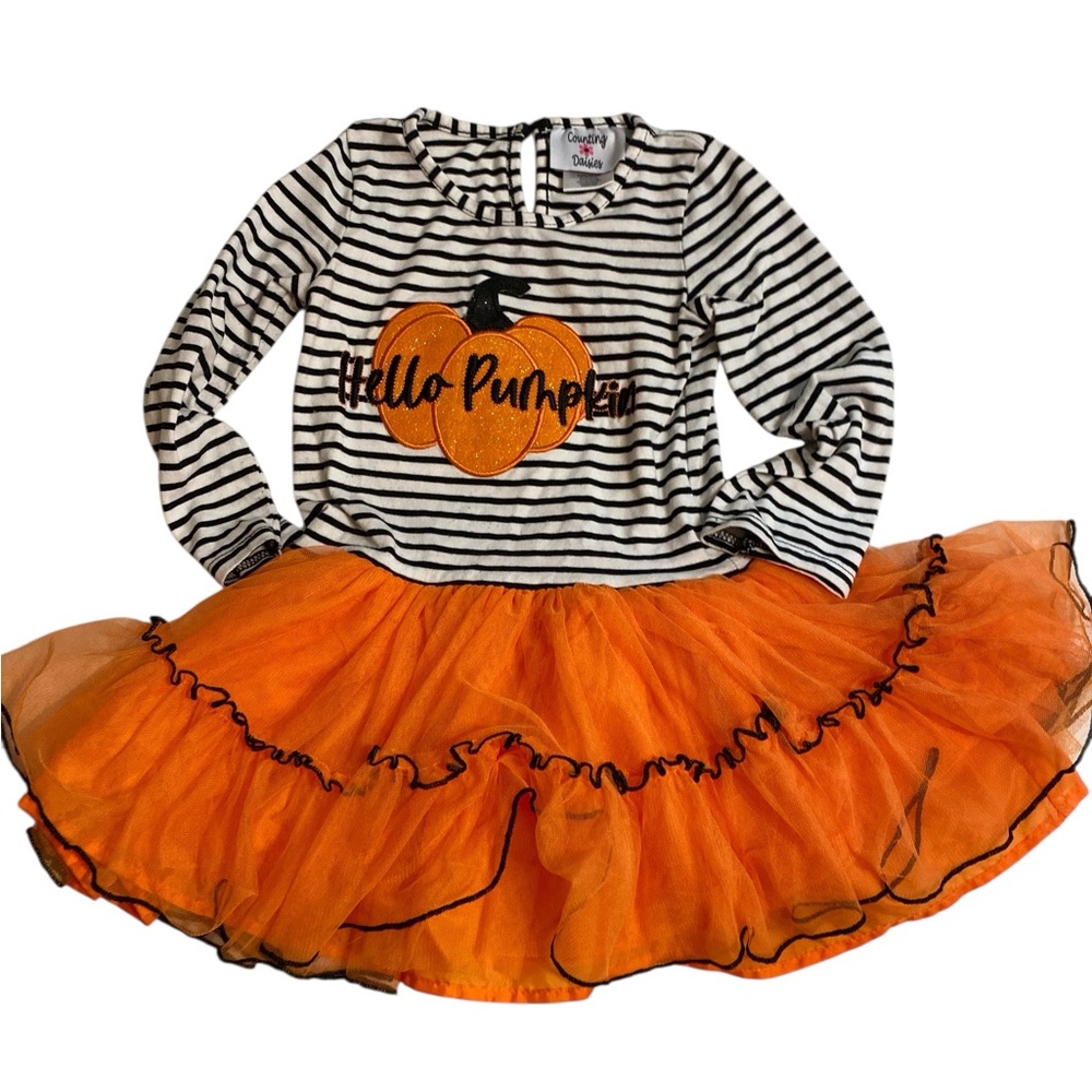 Chic Pumpkin Striped Halloween Tutu Costume